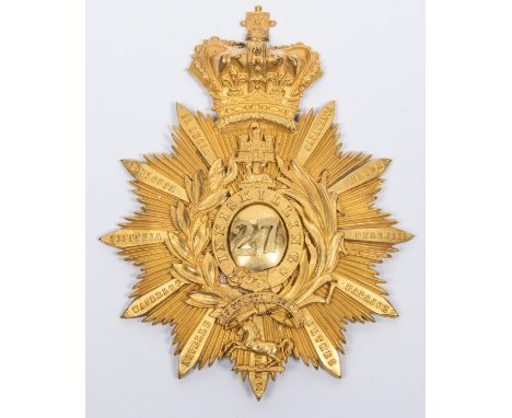 An officer's fine Albert Pattern gilt shako plate of the 27th (Inniskilling) Regiment, 1844-1855. VGC. This differs from Kipl