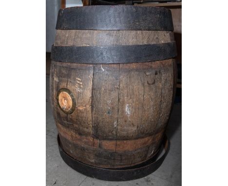 A good vintage beer barrel, height 21", diameter 15", converted into a money collecting box. GC £30-40 