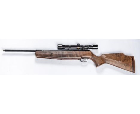 A .22" Webley Longbow break action air rifle, number 910515, fitted with A.S.I 4x32 telescopic sight, the muzzle threaded for