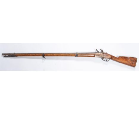 A French 12 bore (17mm) Model 1777 military flintlock musket, 58" overall, barrel 43" with Liege proofs, shield mark, and sta