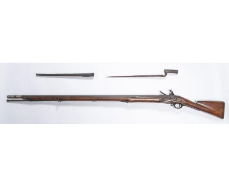 A 10 bore (.75") Long Land pattern "Brown Bess" flintlock musket, 62" overall, barrel 46" engraved "XX REGt", the breech with