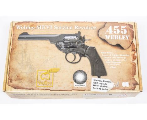 A 6 shot .177" Webley Mk VI Service pattern CO2 BB revolver, number 15M22893, correct in every detail for a 1915 issue revolv