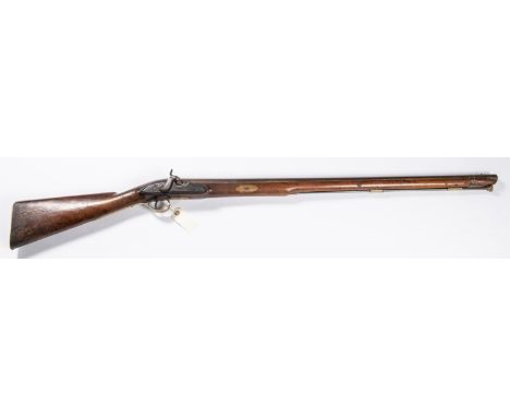 A late 18th century flintlock gun with breech drum conversion to percussion, signed "Pritchett", 49" overall, barrel 33" with