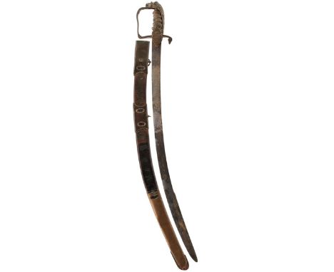 A GEORGIAN OFFICER'S SWORD TO THE ROYAL WELCH FUZILEERS, 77.5cm clipped back blade etched with crowned GR cyphers, laurel wre