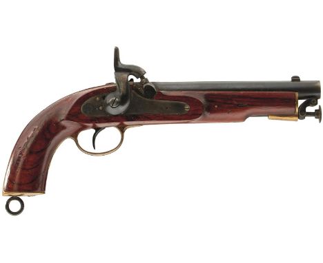 A .650 CALIBRE PERCUSSION LANCER TYPE SERVICE PISTOL, 8inch sighted smoothbore barrel, full stocked with regulation brass mou