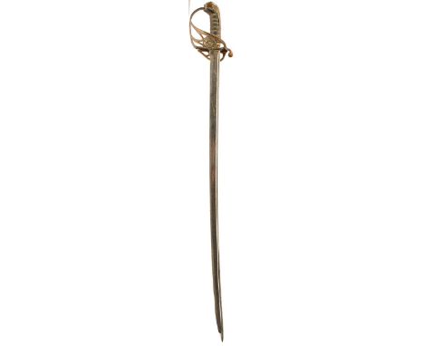 A WILLIAM IV 1822 PATTERN INFANTRY OFFICER'S SWORD, 81.5cm pipe backed blade with spear point, chipped and plated, regulation