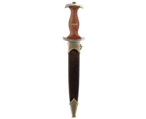 A THIRD REICH SA DAGGER, 22cm flattened diamond section blade marked RZM M7/42 etched with the motto Alles fur Deutschland, r