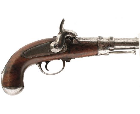 A .750 CONTINENTAL PERCUSSION SERVICE PISTOL, 9inch barrel, bevelled lock converted from flintlock, full stocked with regulat
