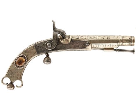 A FINE QUALITY 80-BORE SCOTTISH PERCUSSION BELT PISTOL BY MURDOCH, 5inch tapering white metal two-stage barrel engraved with 