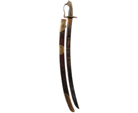 AN 1803 PATTERN GRENADIER GUARDS OFFICER'S SWORD BY OSBORN, 72.5cm blade decorated with a Grenadier and flaming grenades, fol