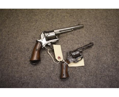A SIX-SHOT BELGIAN PINFIRE REVOLVER, 5.75inch sighted octagonal barrel, plain cylinder, the frame stamped with the serial no.