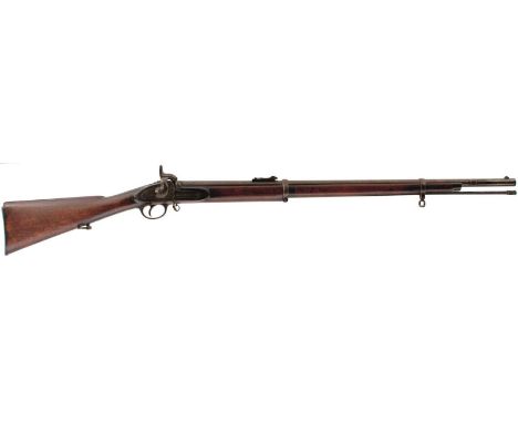 A .577 CALIBRE PERCUSSION VOLUNTEER 1856 PATTERN SHORT RIFLE, 33inch sighted barrel fitted with ramp and ladder rear sights, 