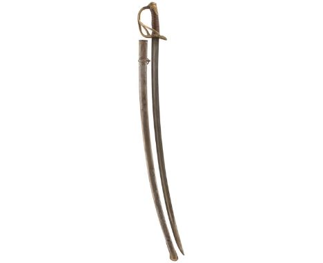 A FRENCH MODEL 1822 LIGHT CAVALRY SWORD, 91.5cm curved fullered blade, stamped with the manufacturer's details on the back ed