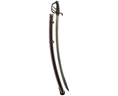 A FRENCH AN XI LIGHT CAVALRY TROOPER'S SWORD, 89cm sharply curved blade marked Manufacture de Solingen K. S. &amp; C or R. S.