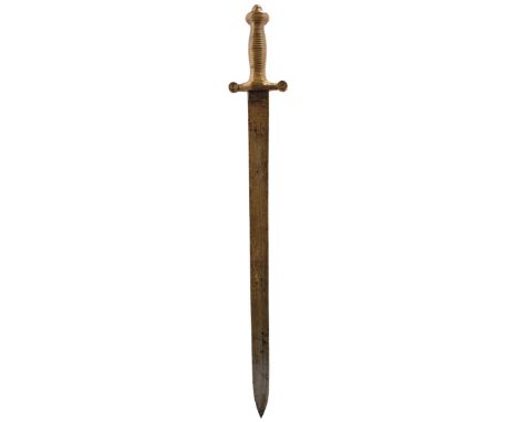 A SCARCE 1856 PATTERN LAND TRANSPORT SHORT SWORD, 56.75cm blade with maker's and Ordnance stamps, regulation cast brass hilt 