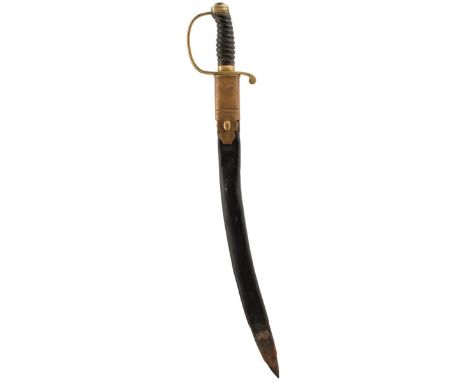 A VICTORIAN CONSTABULARY SWORD, 59.5cm curved fullered blade etched MC, regulation brass hilt with D-shaped knuckle guard, bl