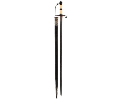 A GEORGIAN INFANTRY OFFICER'S SPADROON, 82cm blade etched with stands of arms and the Royal arms, regulation steel hilt with 