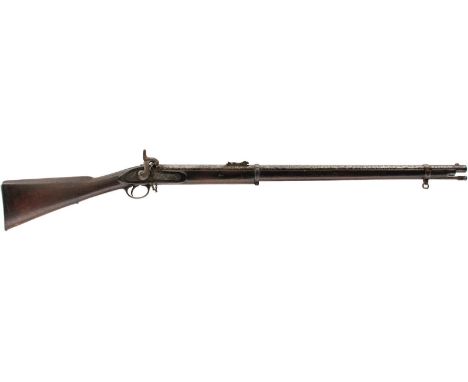 A .577 CALIBRE PATTERN 1858 VOLUNTEER PERCUSSION SHORT RIFLE, 33inch sighted barrel fitted with ramp and ladder rear sights, 