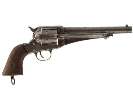 A .440 REMINGTON OBSOLETE CALIBRE SIX-SHOT MODEL 1875 REMINGTON REVOLVER, 7.5inch sighted barrel, plain fluted cylinder and f