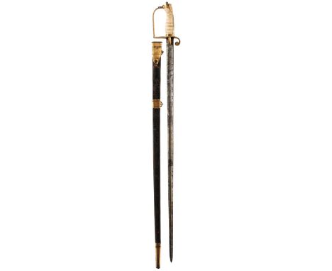 A GEORGIAN INFANTRY OFFICER'S SWORD TO THE HOWDEN VOLUNTEERS OF YORKSHIRE, 81cm blade etched with a crowned GR cypher, stand 