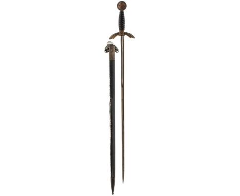 A LUFTWAFFE OFFICER'S SWORD, 77cm blade by WEYERSBERG &amp; CO, regulation nickel hilt with wire bound blue leather grip, con