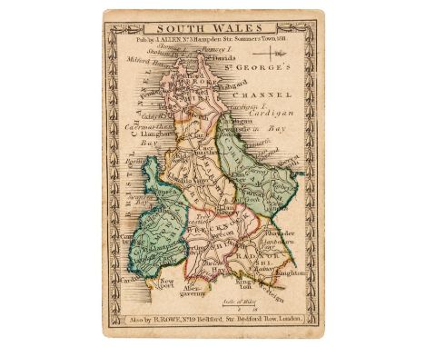 South Wales. Allen (Joseph), South Wales, 1st edition, Robert Rowe [1811], engraved 'playing card' map with contemporary hand