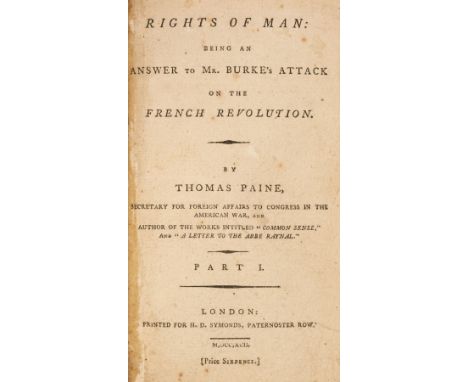 Adams (John Quincy). An Answer to Pain's Rights of Man, 2nd UK edition, London: Reprinted for Owen Picadilly; and sold by Sym