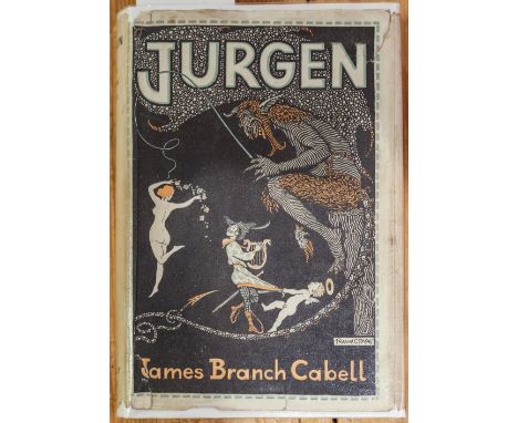 Cabell (James Branch). Jurgen, a comedy of justice, London: The Bodley Head, 1923, original blue cloth, dust jacket, some wea