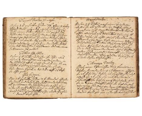 Cookery Receipts. A German manuscript cookery receipts book, c. 1781-1820, mostly receipts for baking recipes, including tart