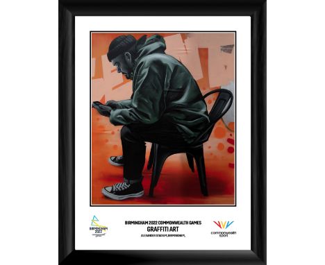 Framed print of bespoke graffiti artwork displayed in the Alexander Stadium during the Birmingham 2022 Opening Ceremony. This