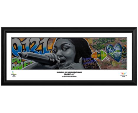 Framed print of bespoke graffiti artwork displayed in the Alexander Stadium during the Birmingham 2022 Opening Ceremony. This