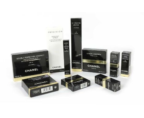 A Collection of vintage Chanel make-up items, 1990-2004, to include Double Perfection Compact - 40 Sable, Cyber Lumieres - Cy