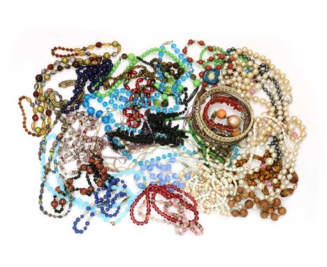 A large quantity of costume jewellery, to include Venetian glass bead necklaces, imitation pearl bead necklaces, glass bead n