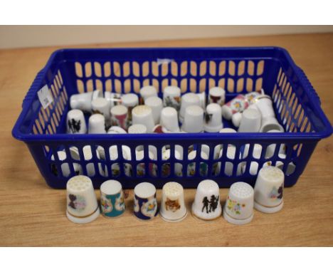 A selection of ceramic decorative thimbles (45 approx).