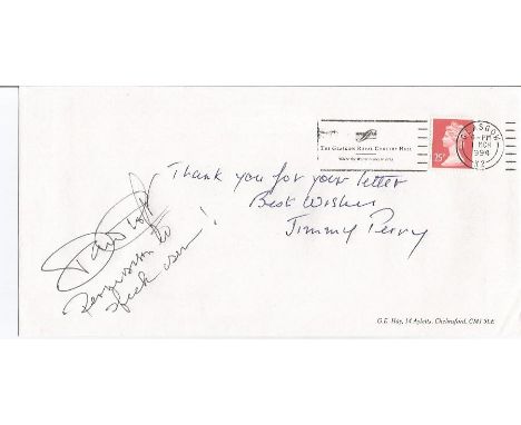 David Croft and Jimmy Perry signatures on plain 1994 cover. Dads Army creators and writers. He has added Permission to Speak 