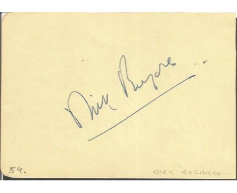 Dirk Bogarde signed album page. 28 March 1921 - 8 May 1999, was an English actor and writer. Initially a matinée idol in film