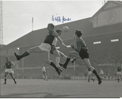 Cliff Jones signed 10x8 b/w photo. Welsh former football international, who was capped 59 times for Wales and was a crucial m