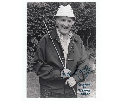 Ron Moody signed 10 x 8 black and white photo. Nice photo of the actor in later years, enjoying a round of golf. Best known f
