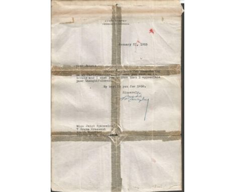 Audie Murphy Typed Signed Letter dated 31/1/55 on his own stationary. Has fold marks and showing signs of age. 20 June 1925 -
