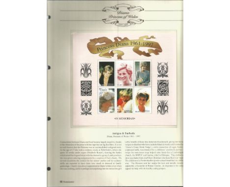 Princess Diana collection. Approx. 50 items. Includes FDCs unmounted stamps and miniature sheets. Mainly British commonwealth
