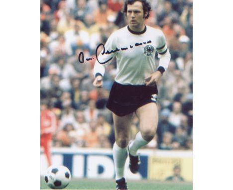 Franz Beckenbauer football 10 x 8 inch signed photo playing for West Germany. Good Condition. All signed items come with our 