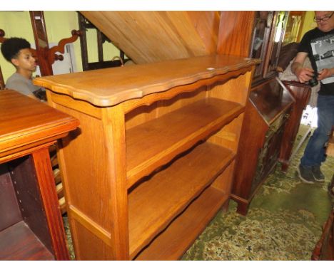 A MODERN LIGHT OAK OPEN BOOKCASE, W 126 cm