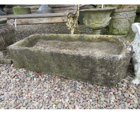 A LARGE ANTIQUE GRANITE? RECTANGULAR TROUGH, L 95 cm