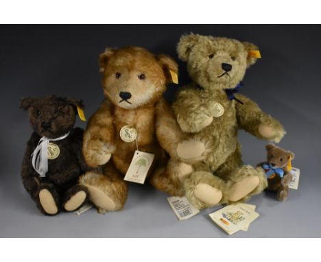 Steiff Bears - a Steiff golden mohair 1920's style classic teddy bear, no.000737, yellow ear tag and button, 33cm long;  othe