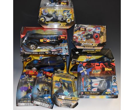 Batman - Mattel Shadow Tec Batmobile vehicle; another, similar; Gotham City racer; Blitz copter; Scuba Assault Batman; etc.; 