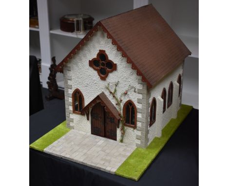 Doll's Houses - a Village Church, 1/12 (48th) scale model, fitted for electricity, dressed comprehensively with a wedding gro