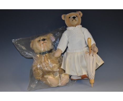 Steiff Bears - a limited edition Norah mohair bear, No 660771, ltd No 1007/1500 with parasol;  another  661488, limited editi