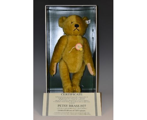 Steiff Bears-  a Petsy Brass 1927 limited edition replica bear, 0181/35, No 1426/5000, boxed with certificate