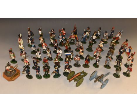 Del Prado - a set of approx one hundred Napoleon at War cast metal infantry and officer foot and standing figures and canons,