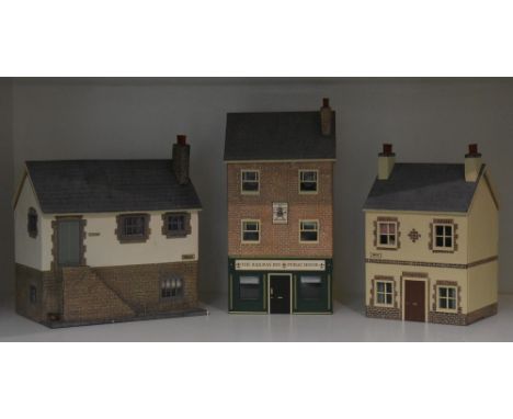 Doll's Houses - a set of three models, Church Lane, 24th scale, comprising The Old Hayloft, The Railway Inn Free House, and a